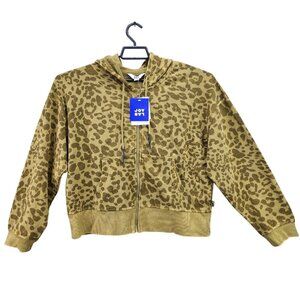 Womens Joy Lab Army Cheetah Animal Print Full Zip Hoodie Cotton Stretch Size S